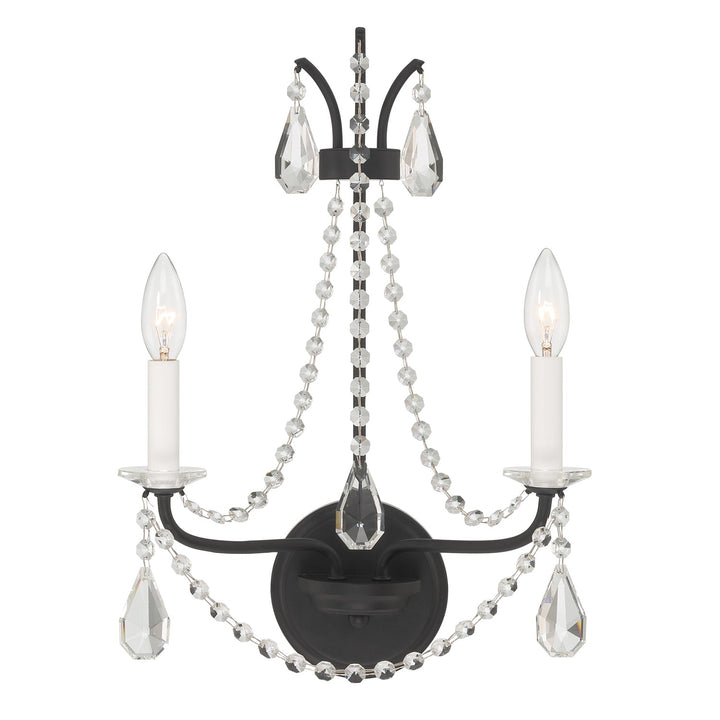 Crystorama Crystorama Karrington 2 Light Matte Black Sconce