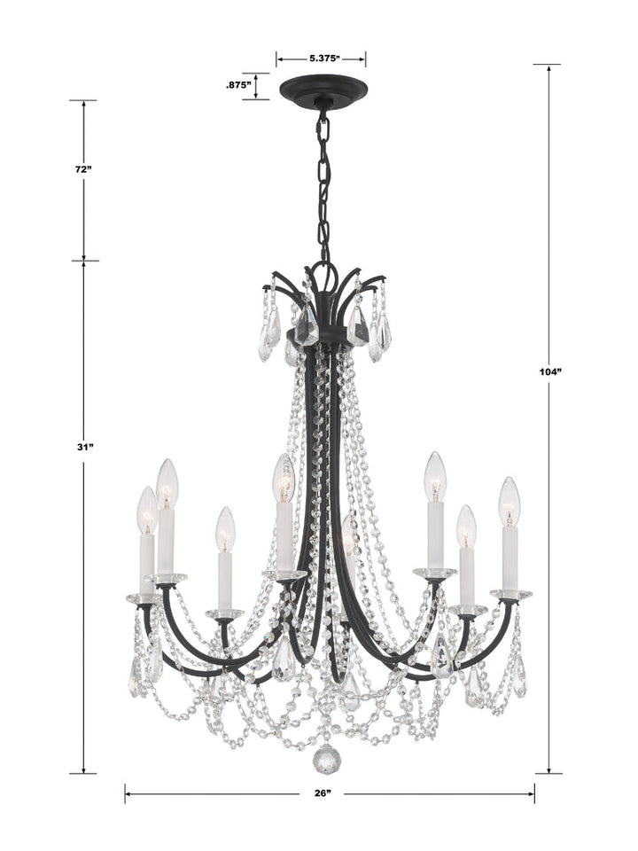 Crystorama Crystorama Karrington 8 Light Matte Black Chandelier