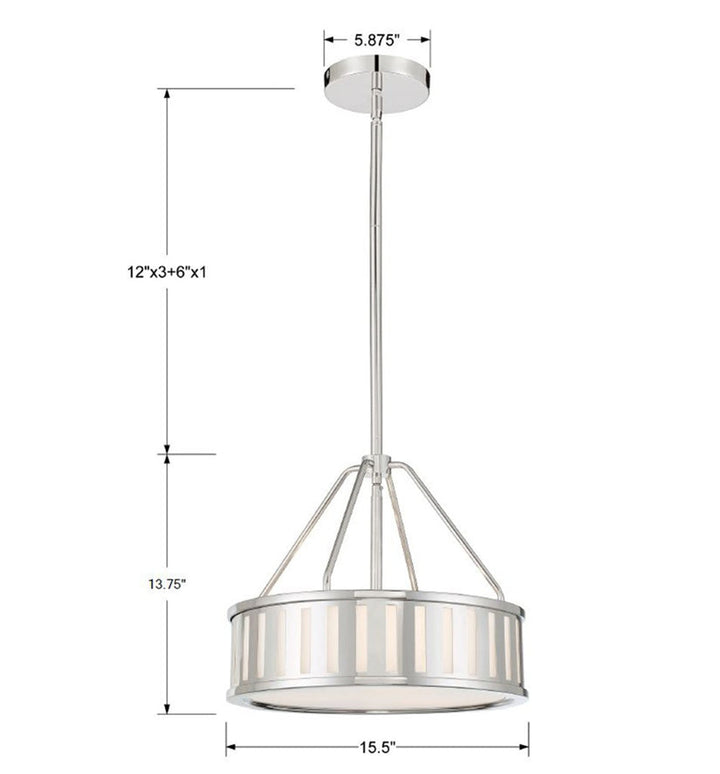 Crystorama Crystorama Kendal 3 Light Polished Nickel Mini Chandelier