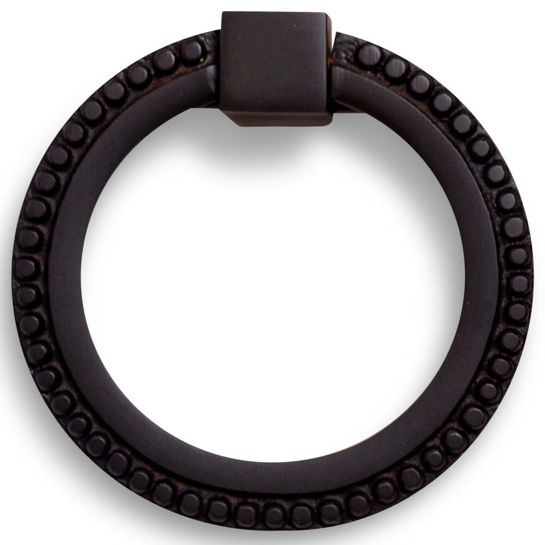 3 Inch Solid Brass Beaded Drawer Ring Pull (Black Bronze) COPPER MOUNTAIN HARDWARE