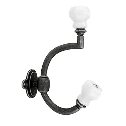 Glass Antique Pewter Coat Hook: Milk White Glass COPPER MOUNTAIN HARDWARE
