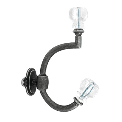 Glass Antique Pewter Coat Hook: Crystal Clear Glass COPPER MOUNTAIN HARDWARE