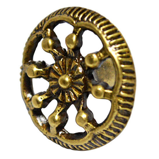 1 1/4 Inch Beaded Wheel Knob (Antique Brass Finish) COPPER MOUNTAIN HARDWARE