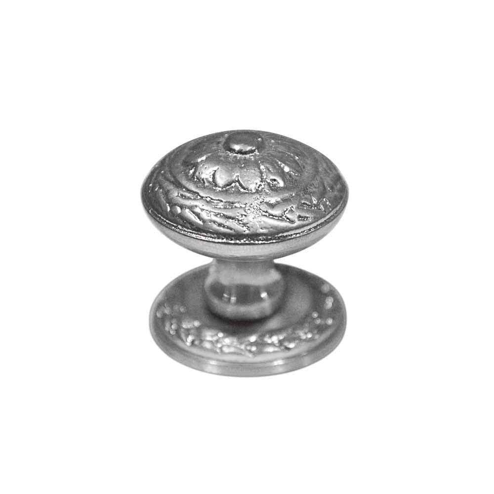 1 1/4 Inch Ornate Floral Round Solid Brass Cabinet & Furniture Knob