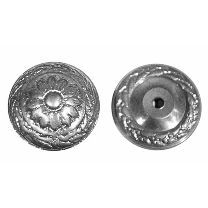 1 1/4 Inch Ornate Floral Round Solid Brass Cabinet & Furniture Knob