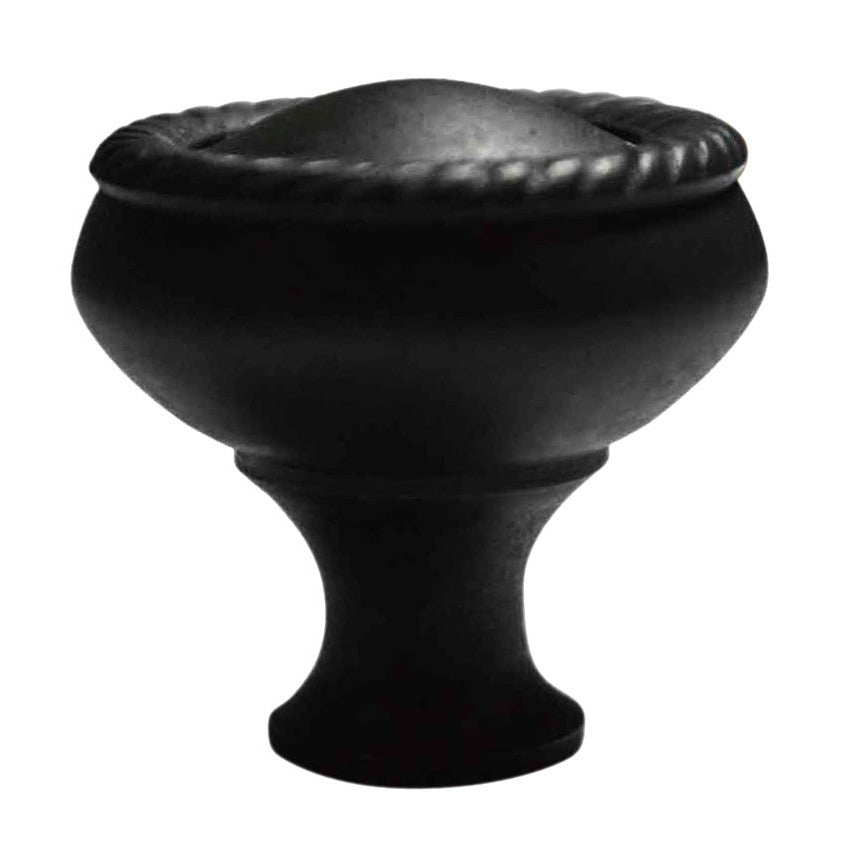 1 1/4 Inch Solid Brass Round Georgian Roped Border Knob (Black Bronze Finish) COPPER MOUNTAIN HARDWARE