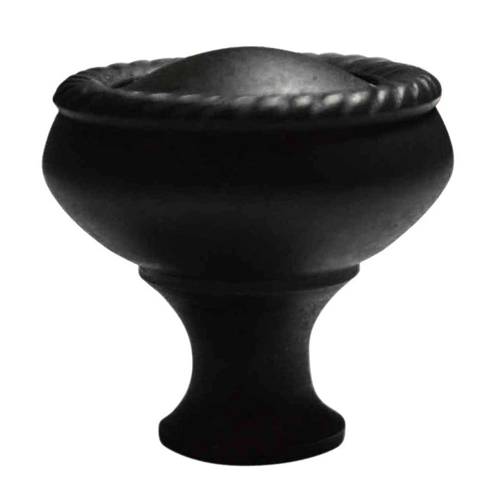 1 1/4 Inch Solid Brass Round Georgian Roped Border Knob (Black Bronze Finish) COPPER MOUNTAIN HARDWARE