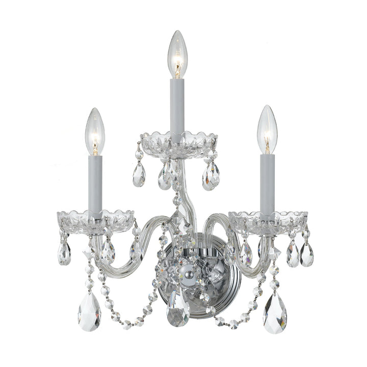 Crystorama Crystorama Traditional Crystal 3 Light Spectra Crystal Polished Chrome Sconce