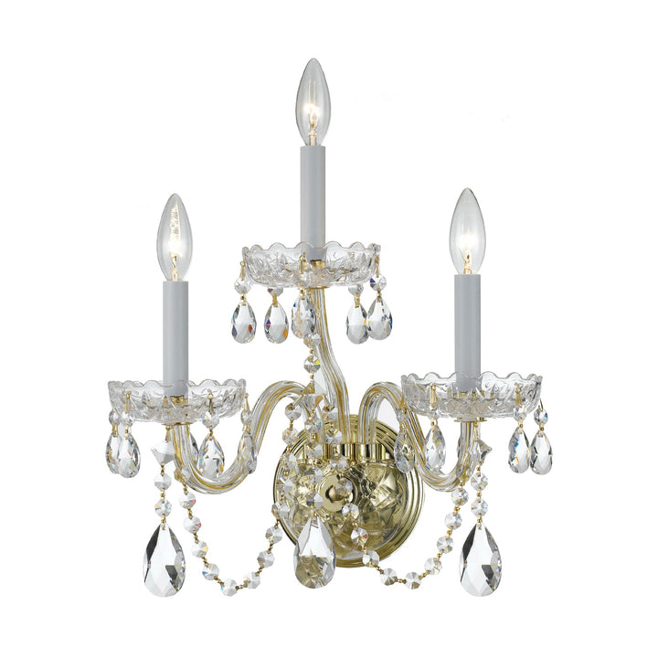 Crystorama Crystorama Traditional Crystal 3 Light Spectra Crystal Polished Brass Sconce