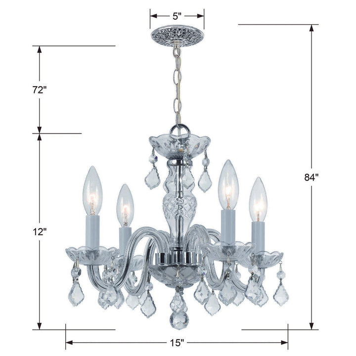 Crystorama Crystorama Traditional Crystal 4 Light Clear Italian Crystal Polished Chrome Mini Chandelier