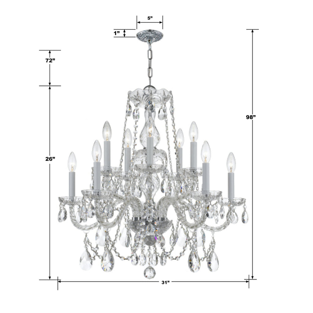 Crystorama Crystorama Traditional Crystal 12 Light Clear Italian Crystal Polished Chrome Chandelier