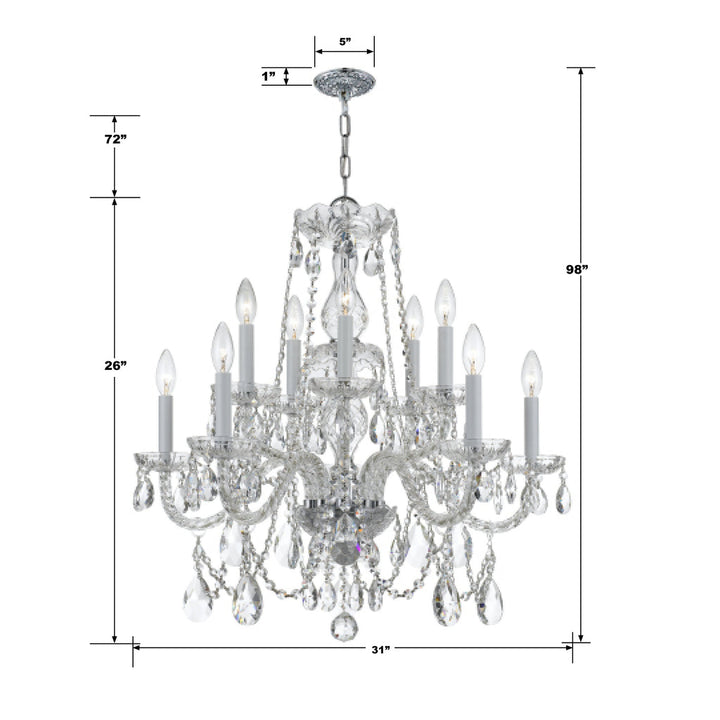 Crystorama Crystorama Traditional Crystal 12 Light Clear Italian Crystal Polished Chrome Chandelier