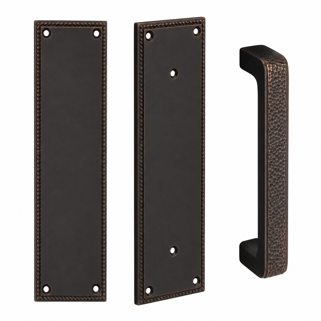 12 Inch Solid Brass Knoxville Arts & Crafts Push & Pull Door Set