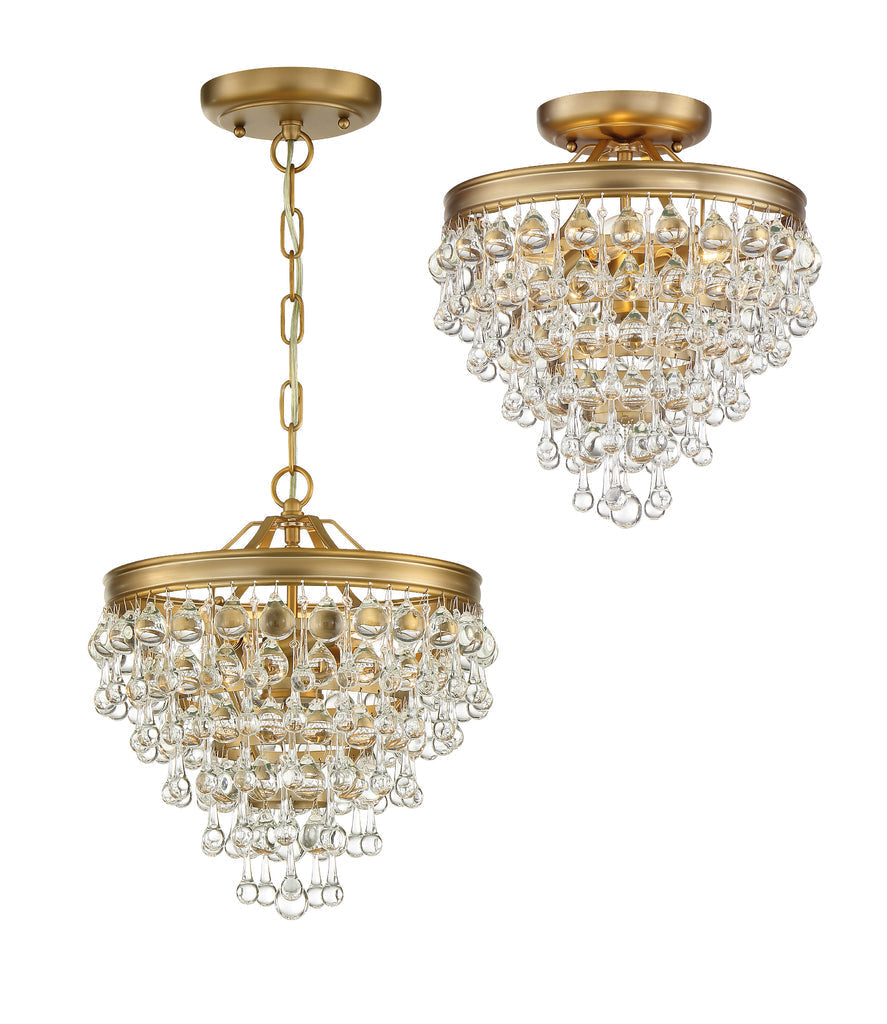 Crystorama Crystorama Calypso 3 Light Crystal Teardrop Vibrant Gold Mini Chandelier