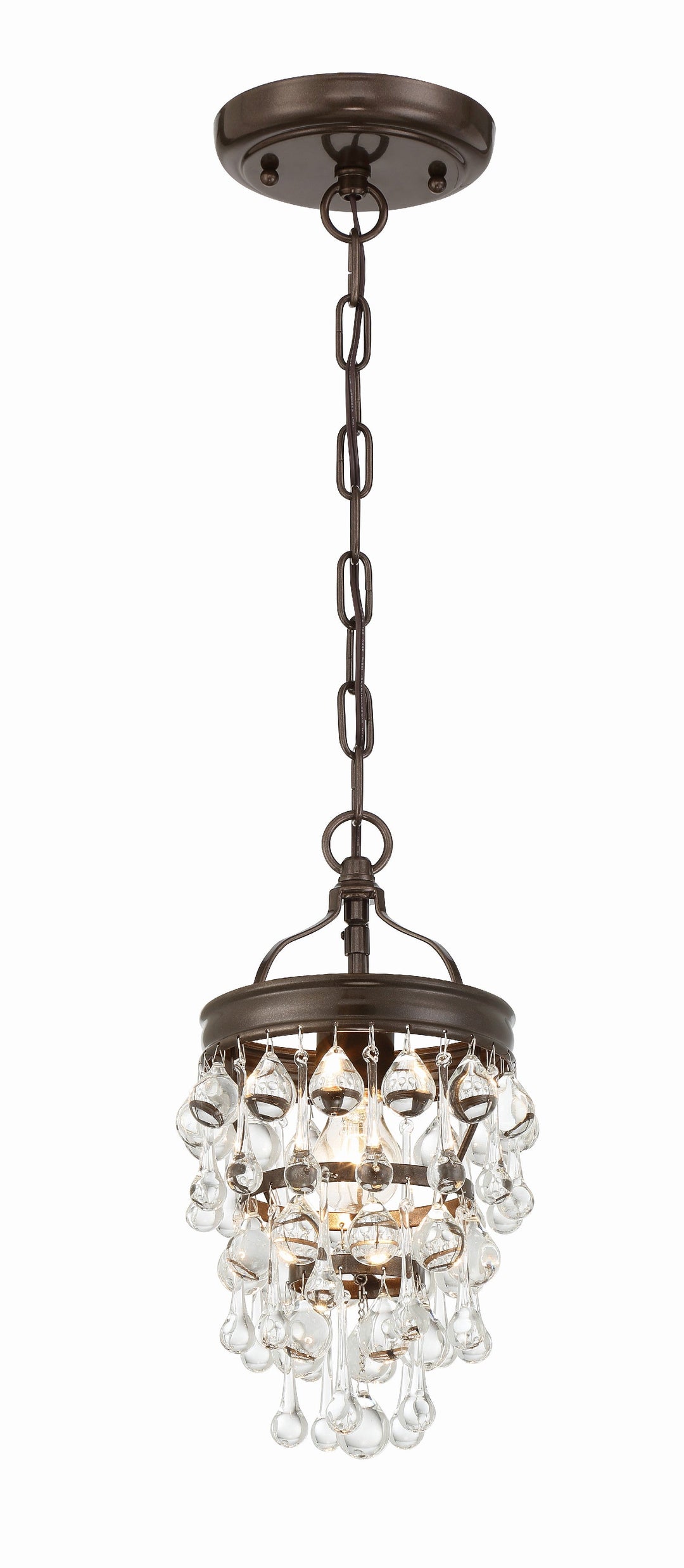 Crystorama Crystorama Calypso 1 Light Crystal Teardrop Vibrant Bronze Mini Pendant