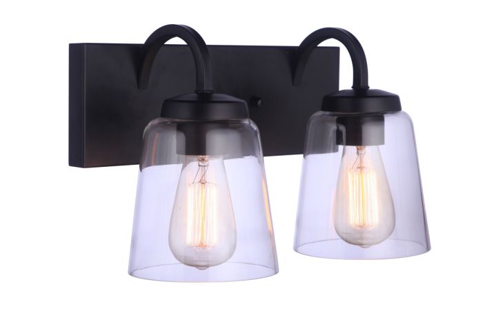 Antique Hardware Elsa 2 Light Vanity in Flat Black Bath and Vanity