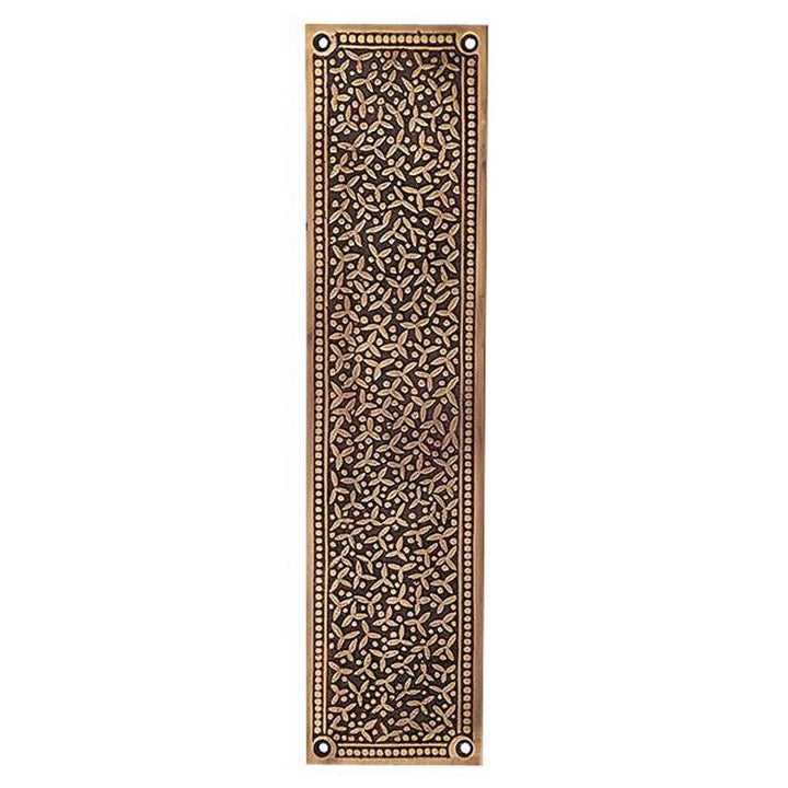 12 Inch Solid Brass Rice Pattern Push Plate (Several Finishes Available) COPPER MOUNTAIN HARDWARE