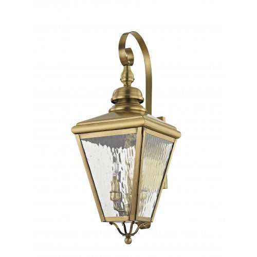 3 Light Antique Brass Outdoor Wall Lantern Livex