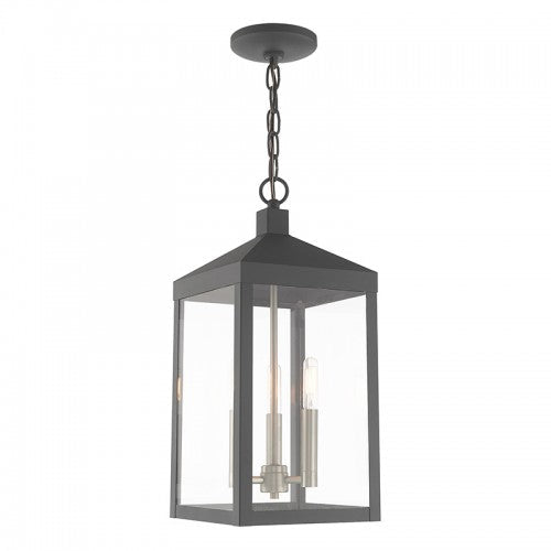3 Light Scandinavian Gray Outdoor Pendant Lantern Livex