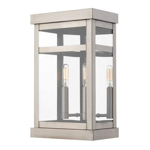 2 Light Brushed Nickel Outdoor Wall Lantern Livex