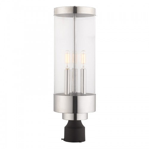 3 Light Polished Chrome Outdoor Post Top Lantern Livex