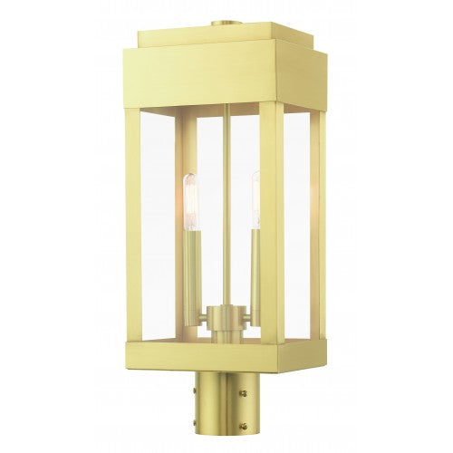 2 Light Satin Brass Outdoor Post Top Lantern Livex