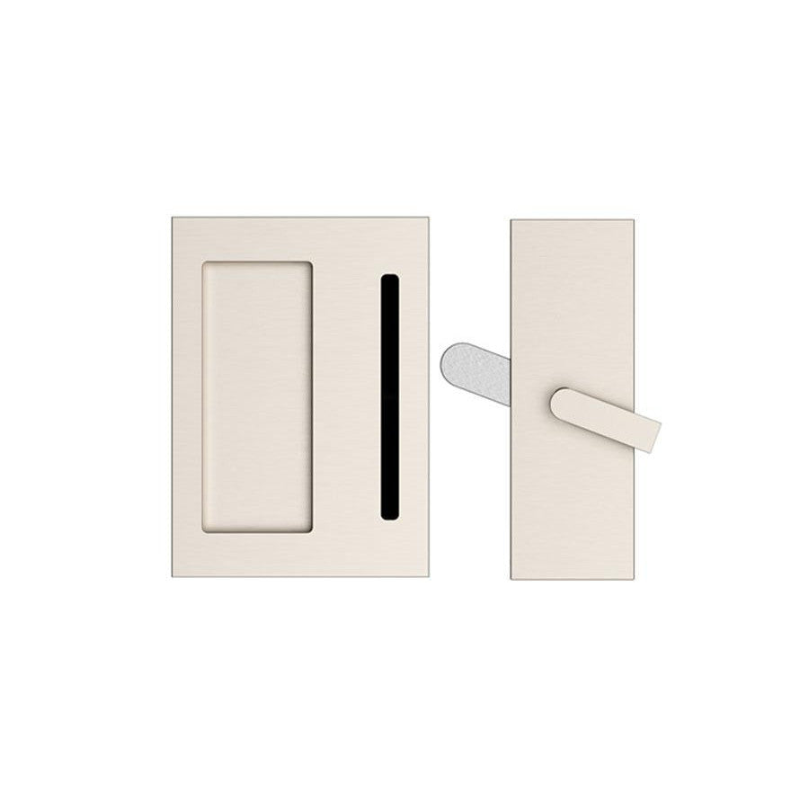 Modern Rectangular Privacy Barn Door Lock and Flush Pull with Integrated Strike (Several Finishes Available) EMTEK