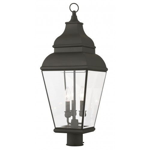 3 Light Black Post Top Lantern Livex