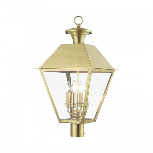 4 Light Natural Brass Outdoor Extra Large Post Top Lantern Livex