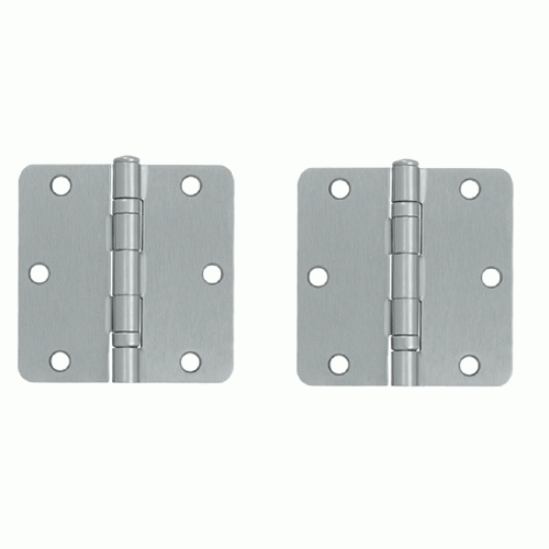 3 1/2 Inch x 3 1/2 Inch Ball Bearing Steel Hinge (Brushed Chrome Finish) DELTANA