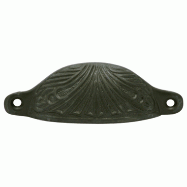 4 Inch Overall (3 2/5 Inch c-c) Solid Brass Art Deco Cup Pull (Black Bronze Finish) COPPER MOUNTAIN HARDWARE