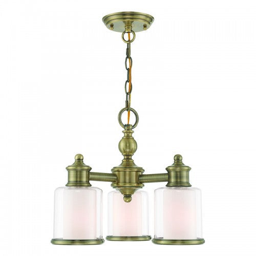 3 Light Antique Brass Convertible Chandelier/Ceiling Mount Livex