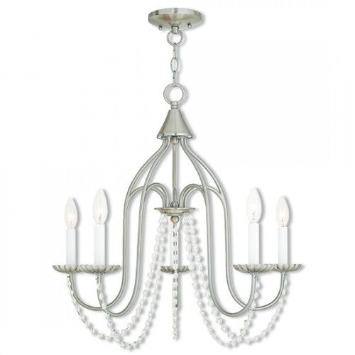5 Light Brushed Nickel Chandelier Livex