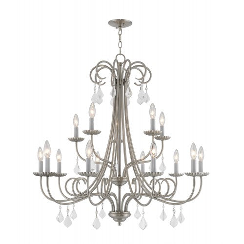 15 Light Brushed Nickel Foyer Chandelier Livex
