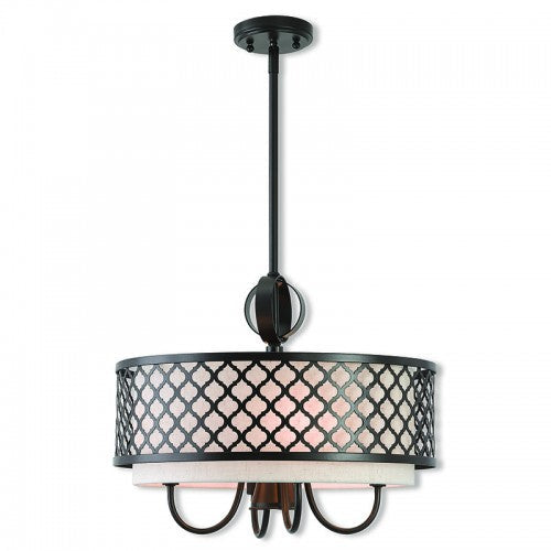 5 Light English Bronze Pendant Chandelier Livex