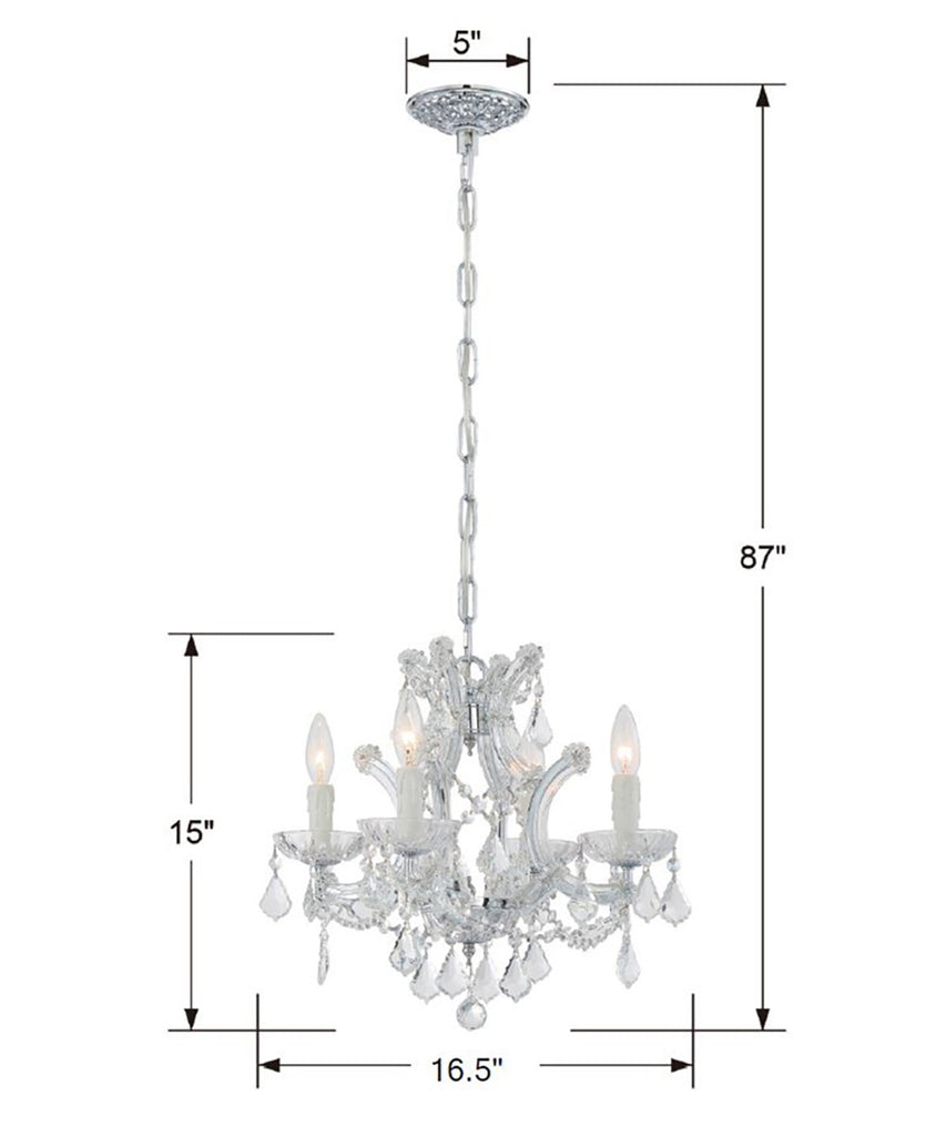 Crystorama Crystorama Maria Theresa 4 Light Hand Cut Crystal Polished Chrome Mini Chandelier