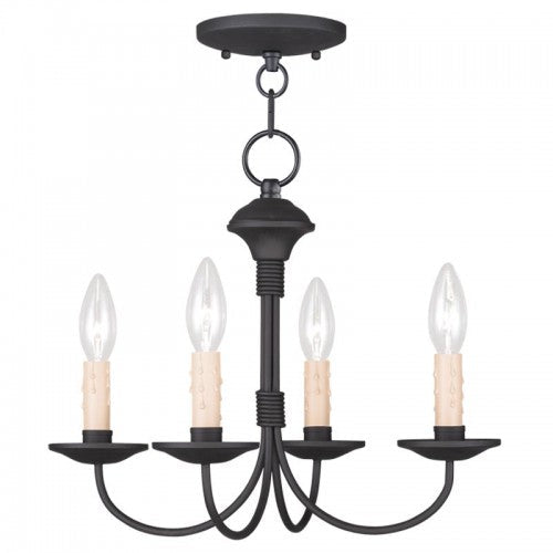 4 Light BK Chandelier/Ceiling Mount Livex