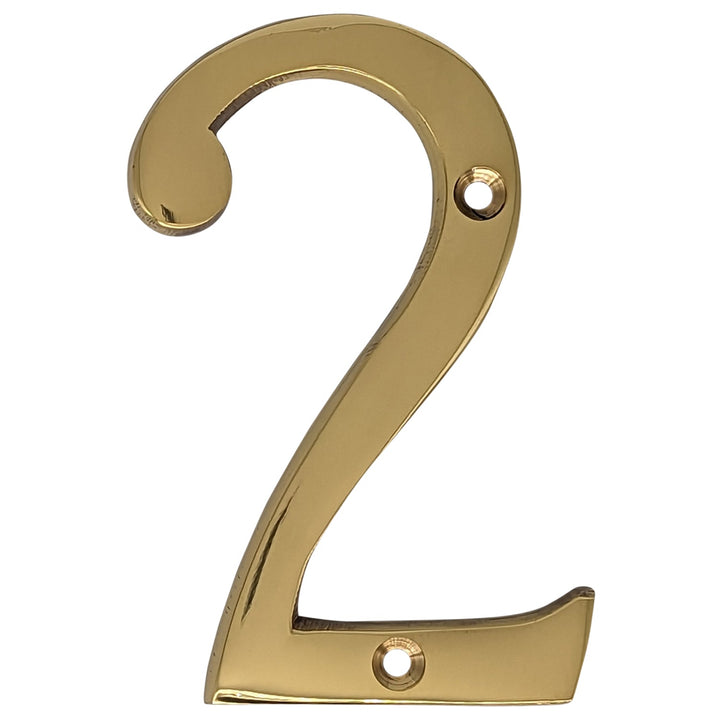 COPPER MOUNTAIN HARDWARE Solid Brass 4 Inch Tall Number 2