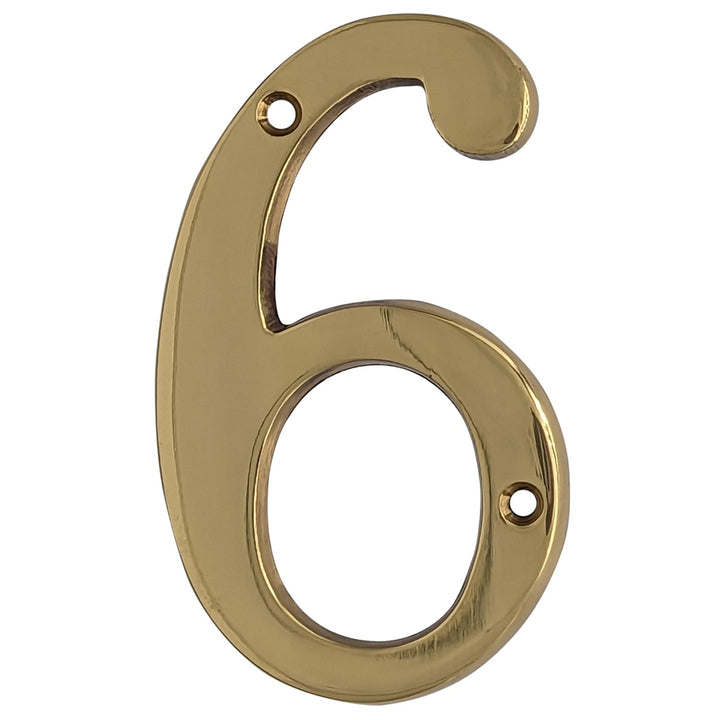 COPPER MOUNTAIN HARDWARE Solid Brass 4 Inch Tall Number 6