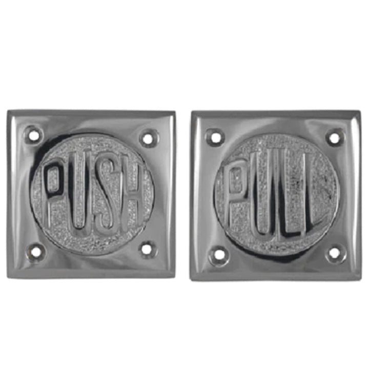 COPPER MOUNTAIN HARDWARE Solid Brass 2 3/4 Inch Brass Classic American "Pull" & "Push" Signs