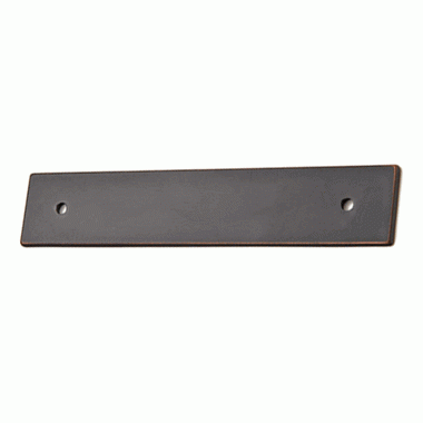 5 1/4 Inch (4 Inch c-c) Solid Brass Art Deco Rectangular Back Plate (Venetian Rubbed Bronze Finish) EMTEK