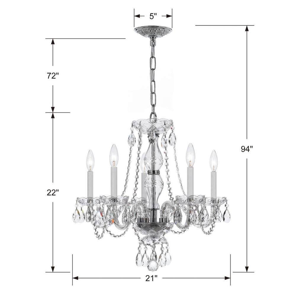 Crystorama Crystorama Traditional Crystal 5 Light Spectra Crystal Polished Chrome Chandelier