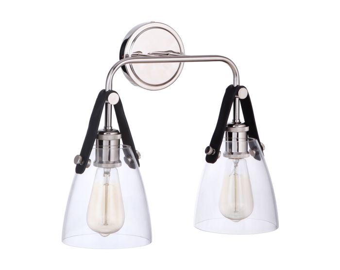 Antique Hardware Hagen 2 Light Wall Sconce in Polished Nickel Wall Sconce