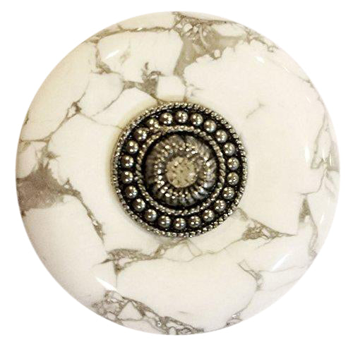 COPPER MOUNTAIN HARDWARE White Howlite Cabinet and Furniture Knob in Polished Chrome
