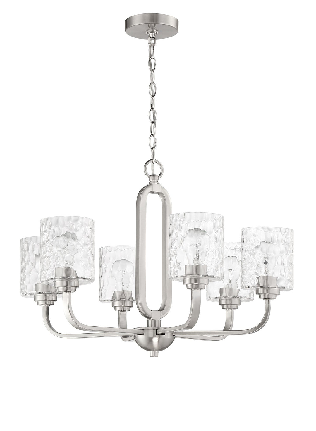 Antique Hardware Collins 6 Light Chandelier in Brushed Polished Nickel Chandelier