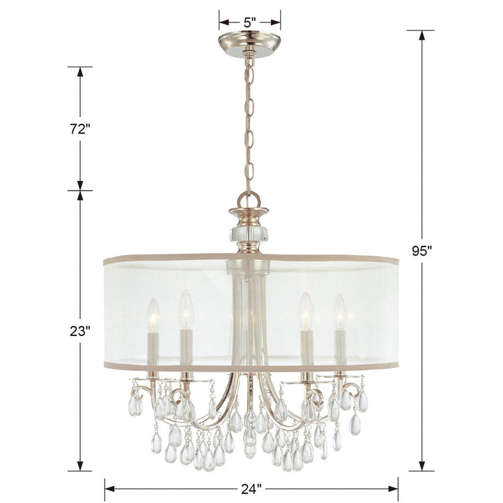 Crystorama Crystorama Hampton 5 Light Drum Shade Polished Chrome Chandelier