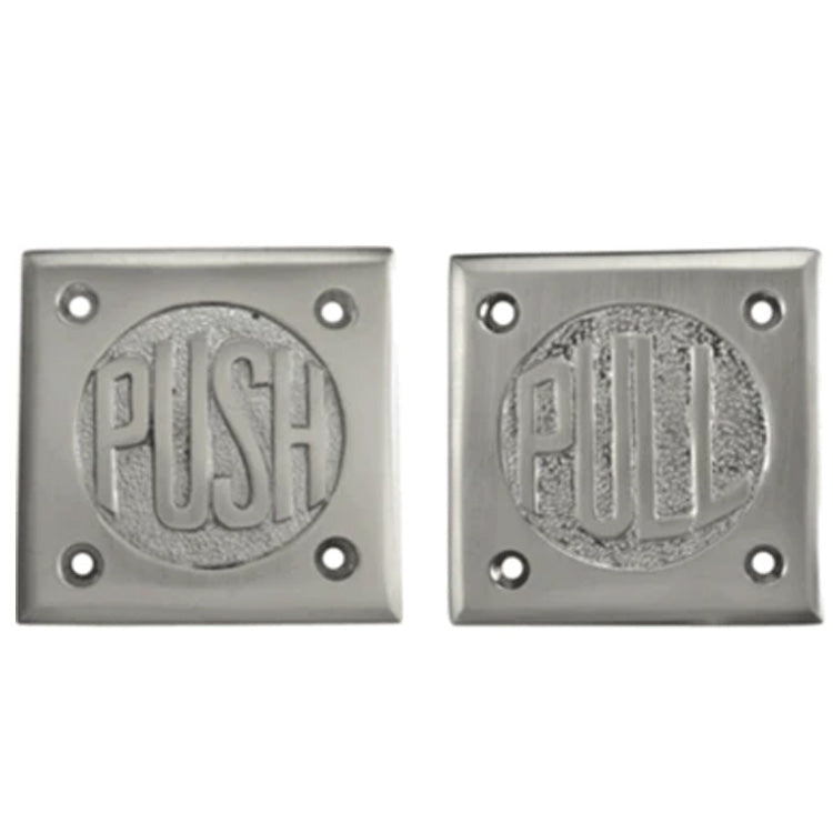 COPPER MOUNTAIN HARDWARE Solid Brass 2 3/4 Inch Brass Classic American "Pull" & "Push" Signs