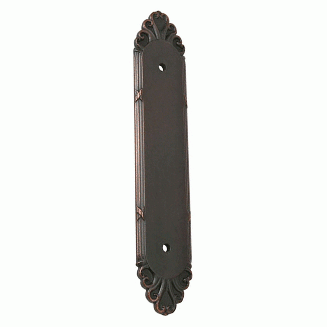 6 3/4 Inch (4 Inch c-c) Solid Brass Ribbon & Reed Back Plate (Venetian Rubbed Bronze Finish) EMTEK