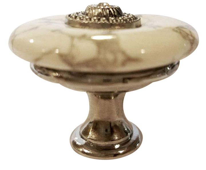 COPPER MOUNTAIN HARDWARE White Howlite Cabinet and Furniture Knob in Polished Chrome