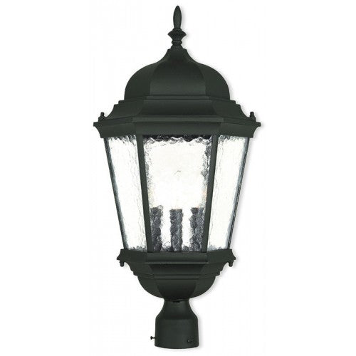 3 Light Textured Black Outdoor Post Top Lantern Livex
